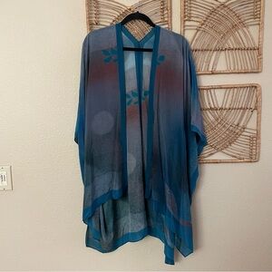 Cocoon House Silk Art To Wear Kimono Cardigan Abstract Asian Quiet Luxury OS B46